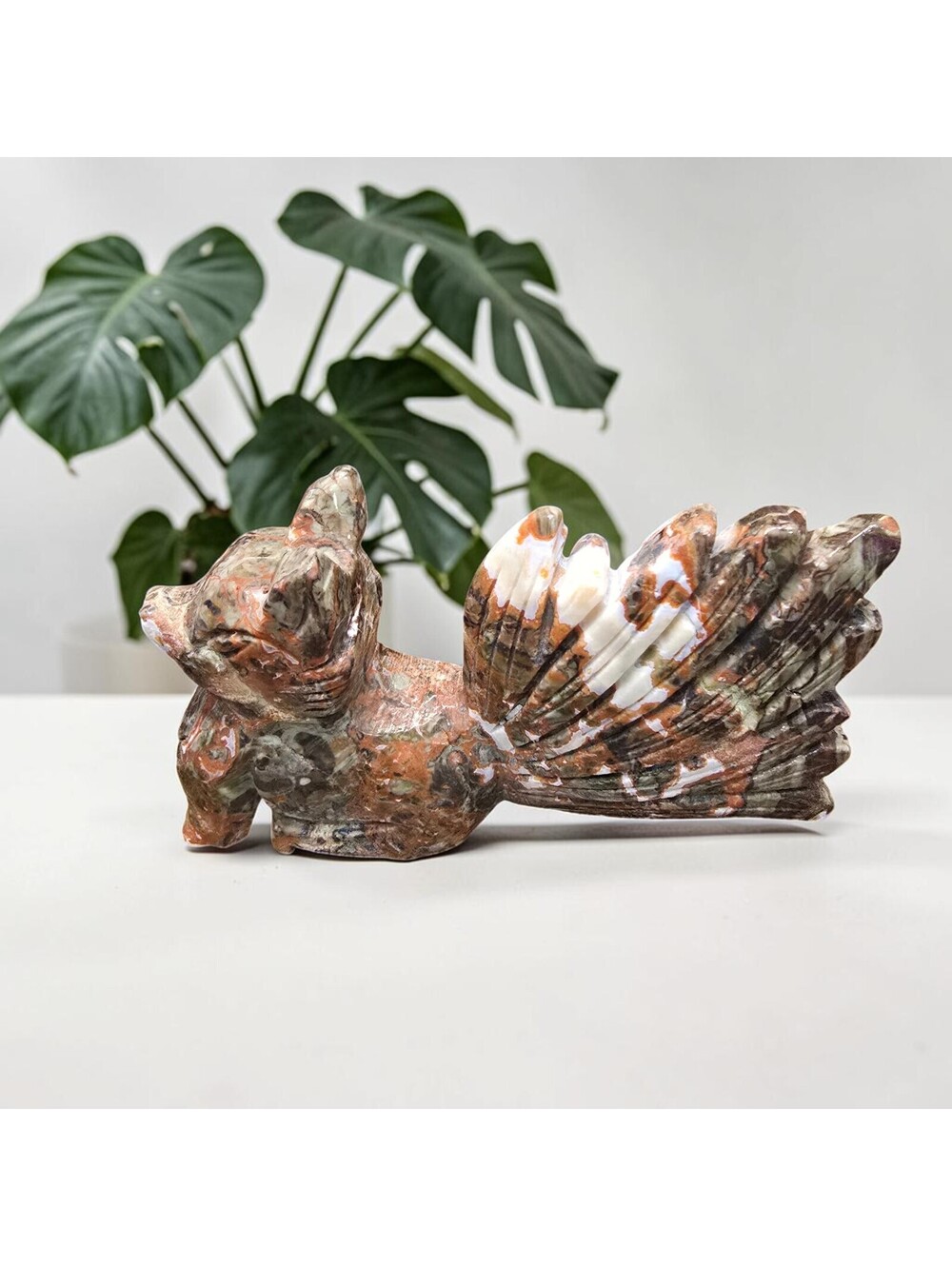 A279. Money Agate Natural Crystal Nine Tail Fox Carving